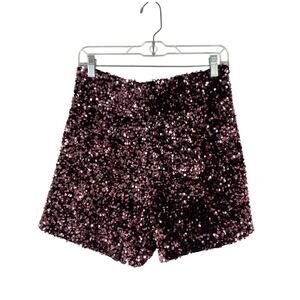 ZARA Sequin Dart Shorts Blogger Favorite Pink Size Medium NWT Party New Year's